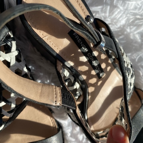French Connection black and white woven block heel slingback heels size 7.5 - Picture 3 of 6